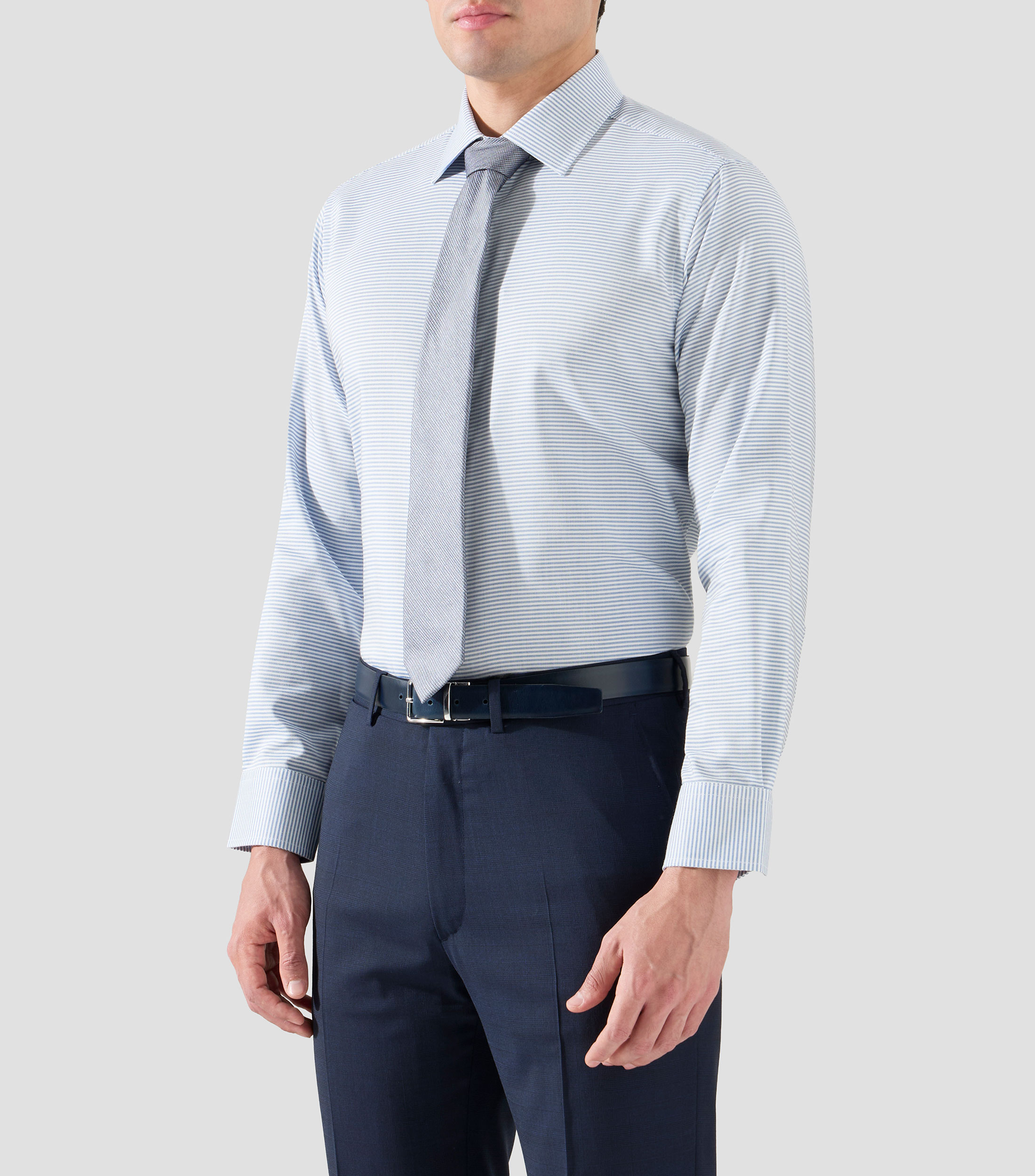 Camisa de vestir con líneas y manga larga Hombre